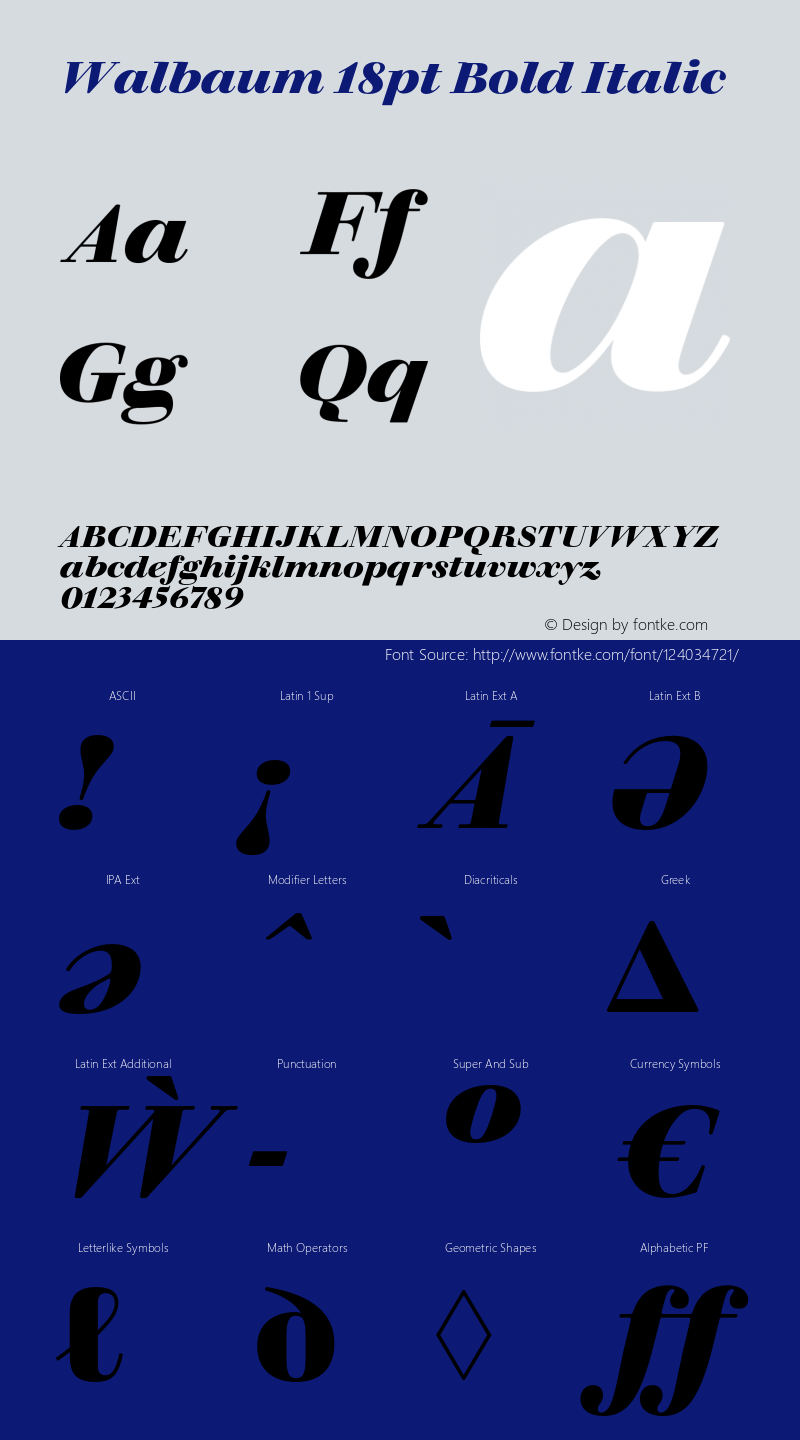 Walbaum 18pt Bold Italic Version 1.01, build 5, s3图片样张