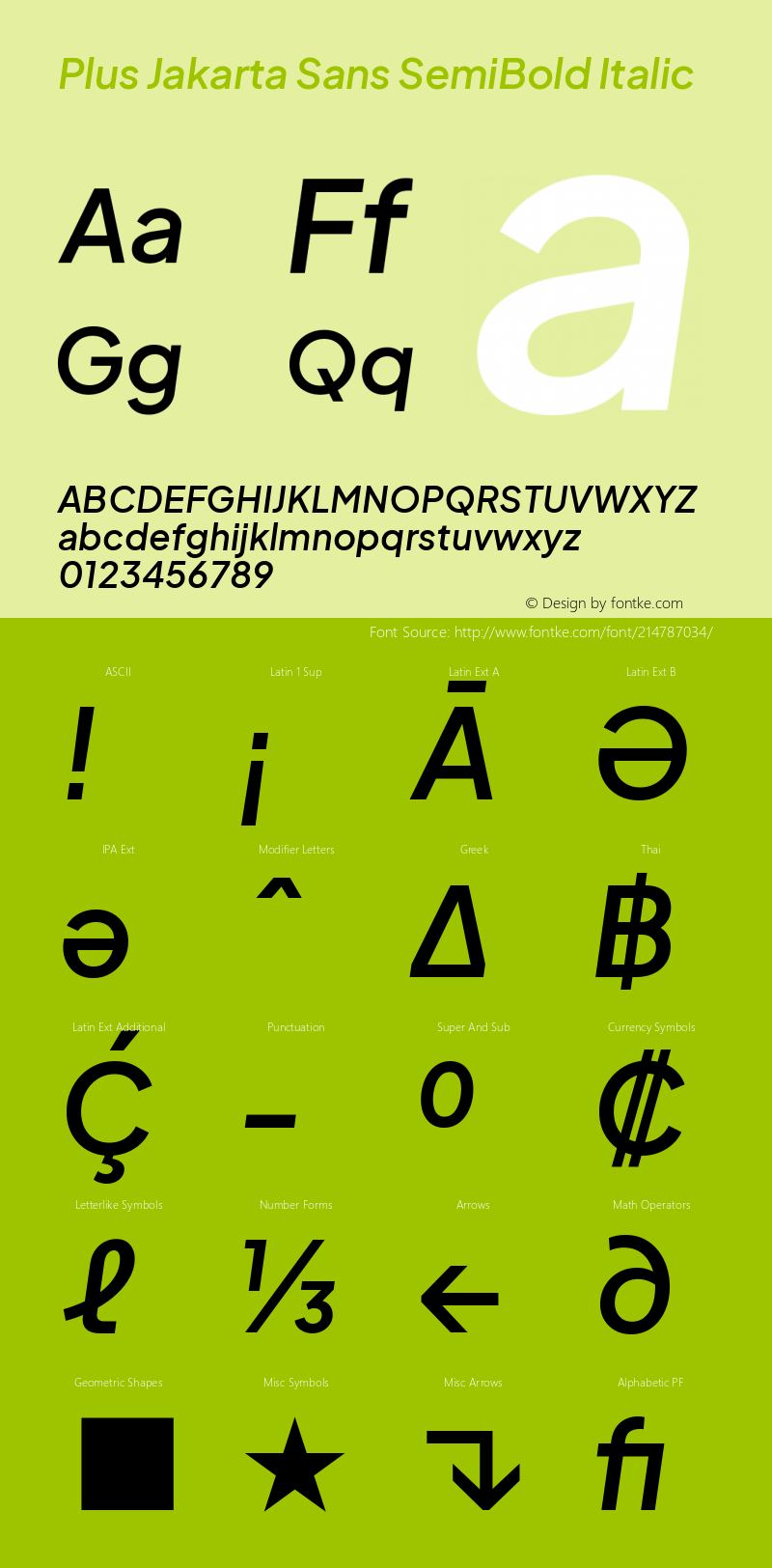 Plus Jakarta Sans SemiBold Italic Version 2.006; ttfautohint (v1.8.4)图片样张