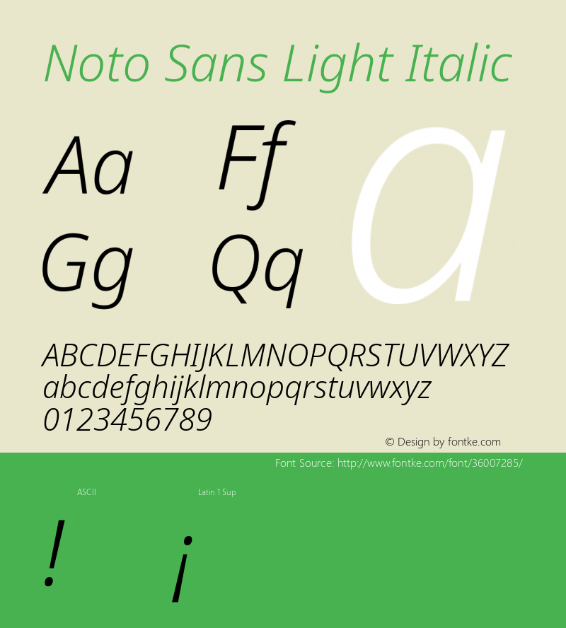 Noto Sans Light Italic Version 2.000;GOOG;noto-source:20170915:90ef993387c0图片样张