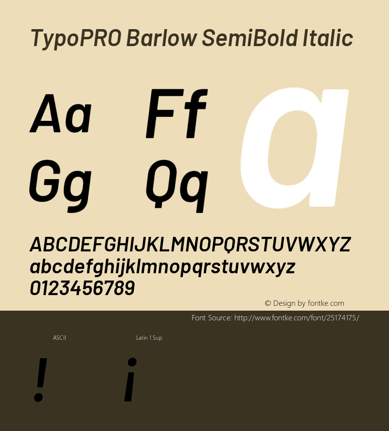 TypoPRO Barlow SemiBold Italic Version 1.301图片样张