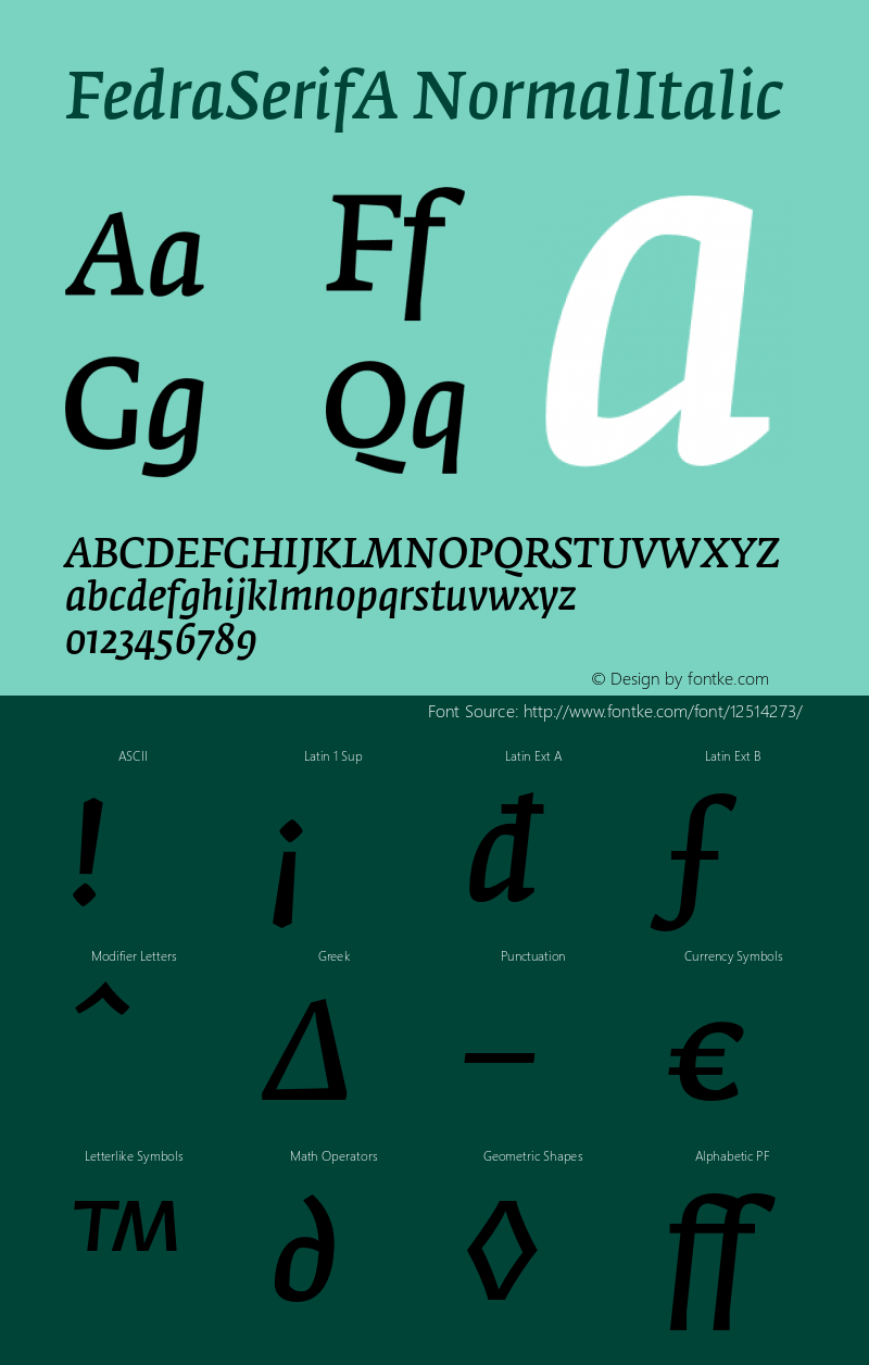 FedraSerifA NormalItalic Version 001.000图片样张