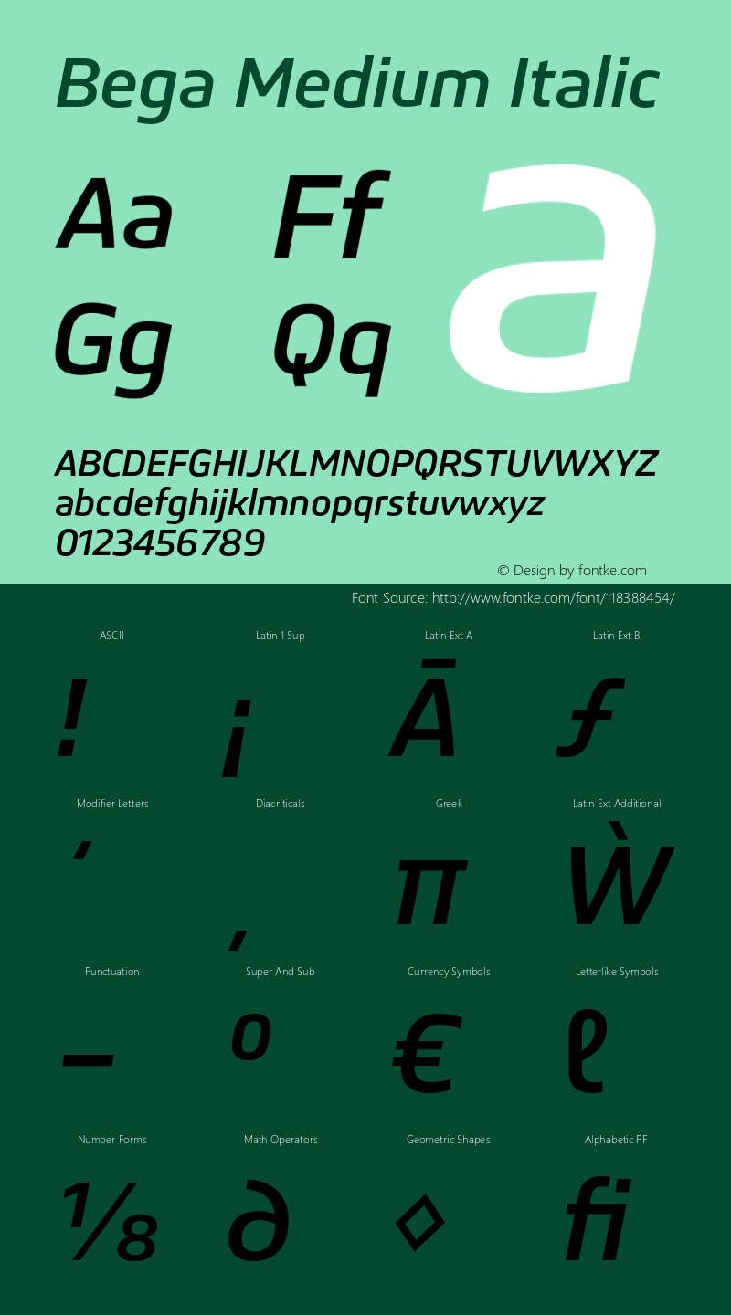 Bega Medium Italic Version 1.0图片样张