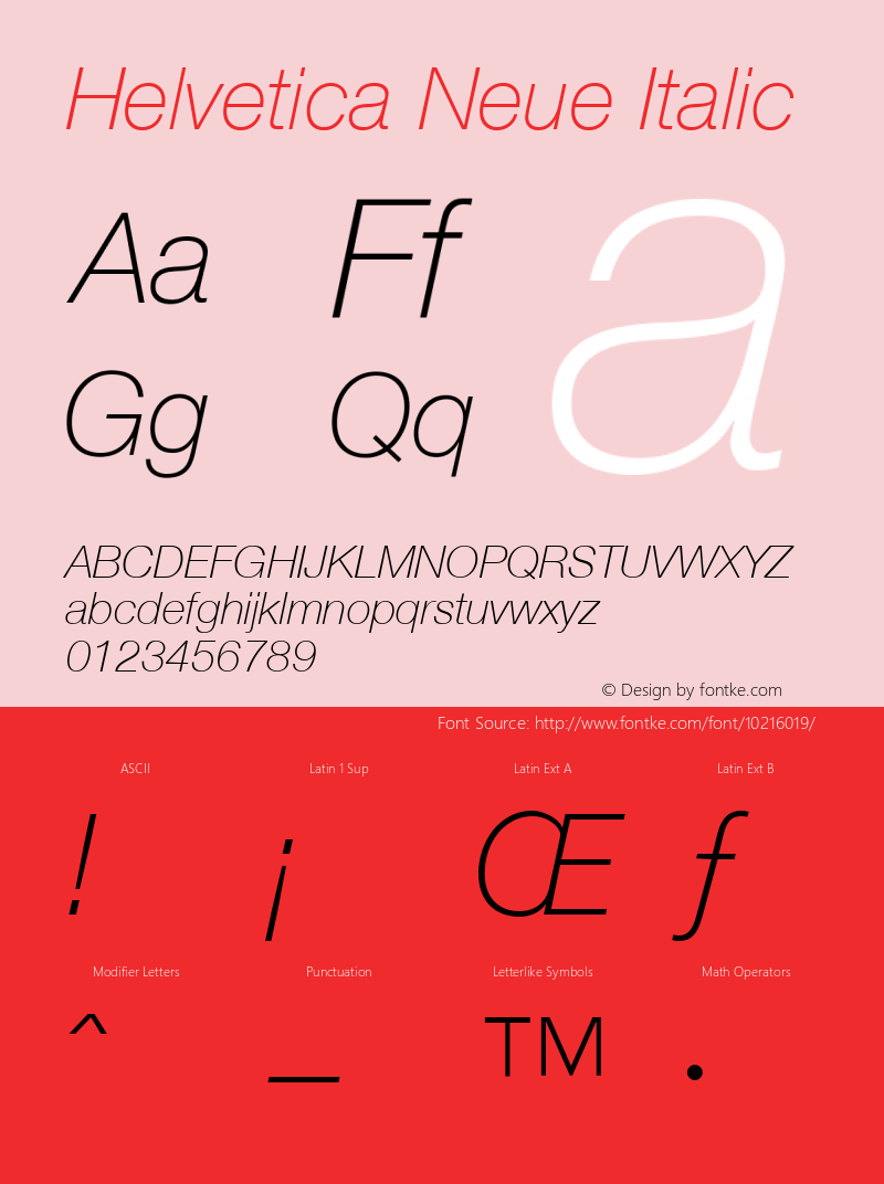 Helvetica Neue Italic Version 1.03图片样张