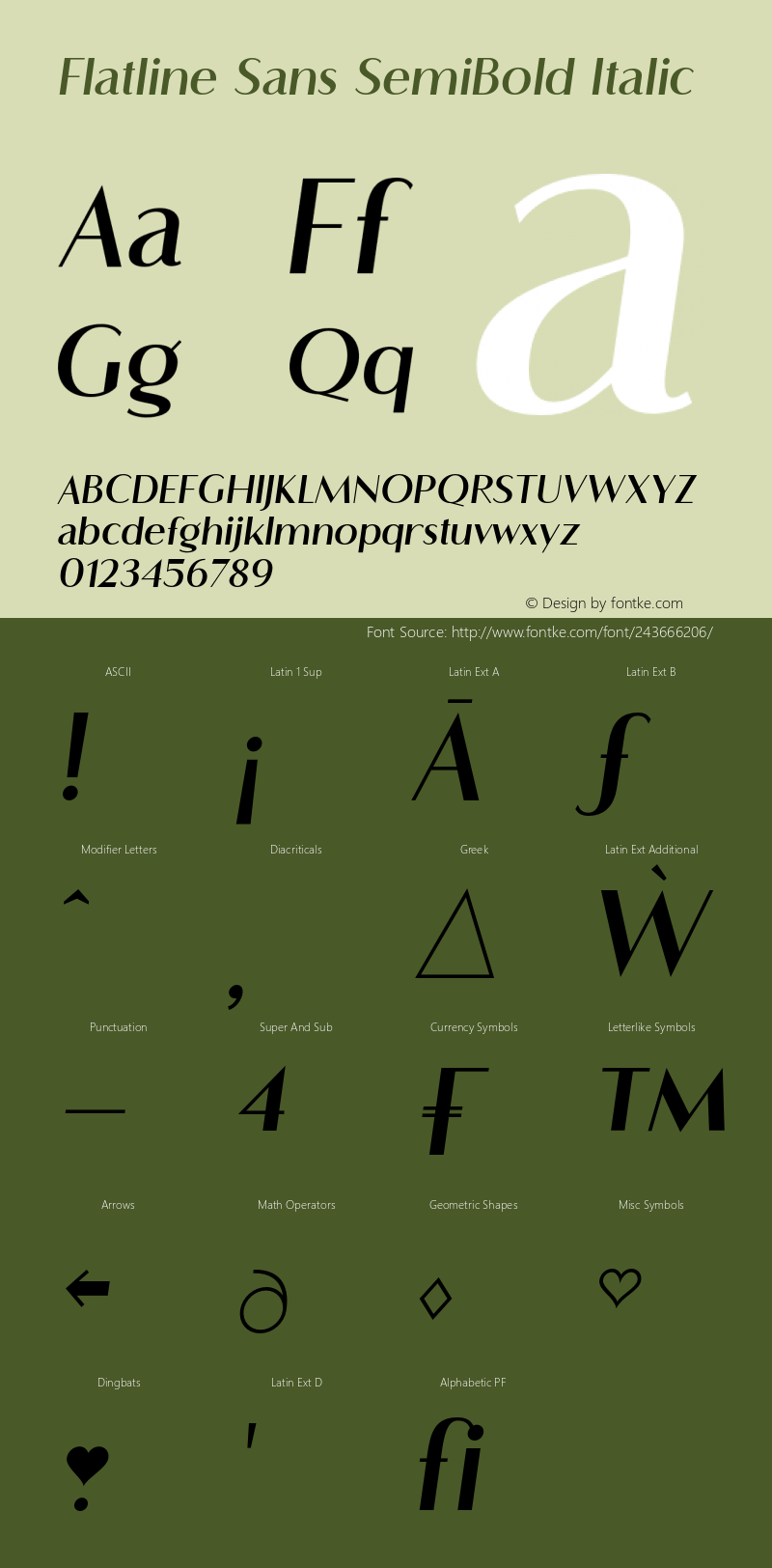Flatline Sans SemiBold Italic Version 2.000 | FøM Fix图片样张