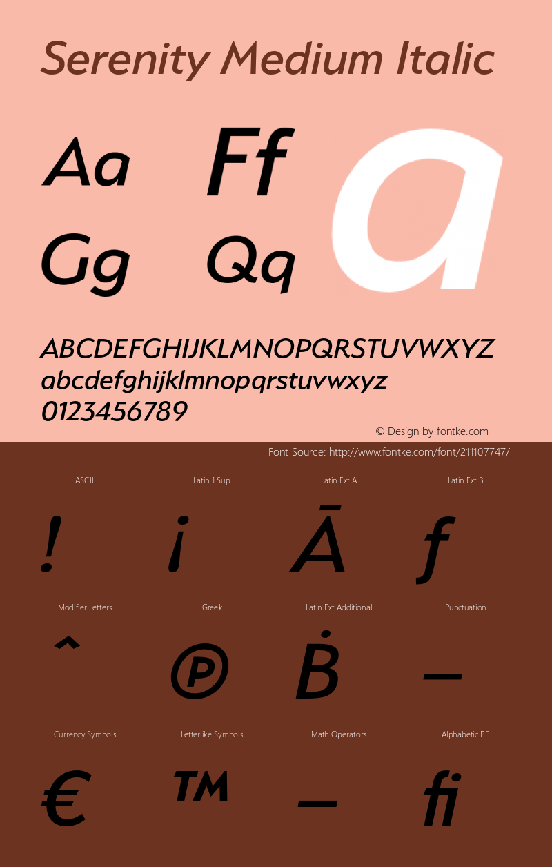 Serenity Medium Italic Version 2.000;PS 002.000;hotconv 1.0.88;makeotf.lib2.5.64775图片样张