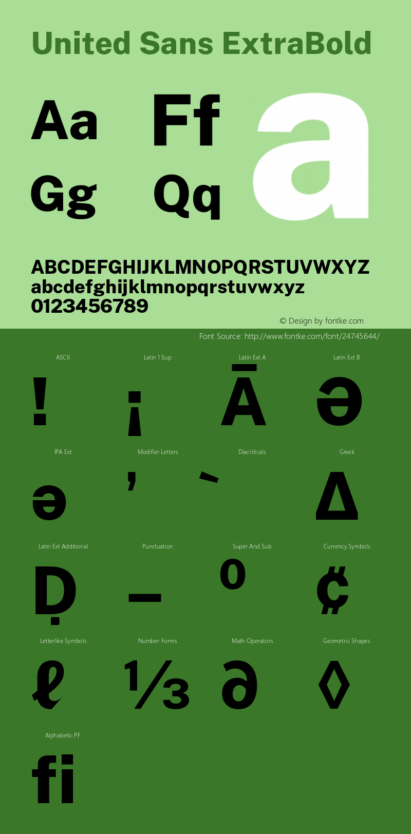 United Sans ExtraBold Version 1.000;PS 001.000;hotconv 1.0.88;makeotf.lib2.5.64775图片样张