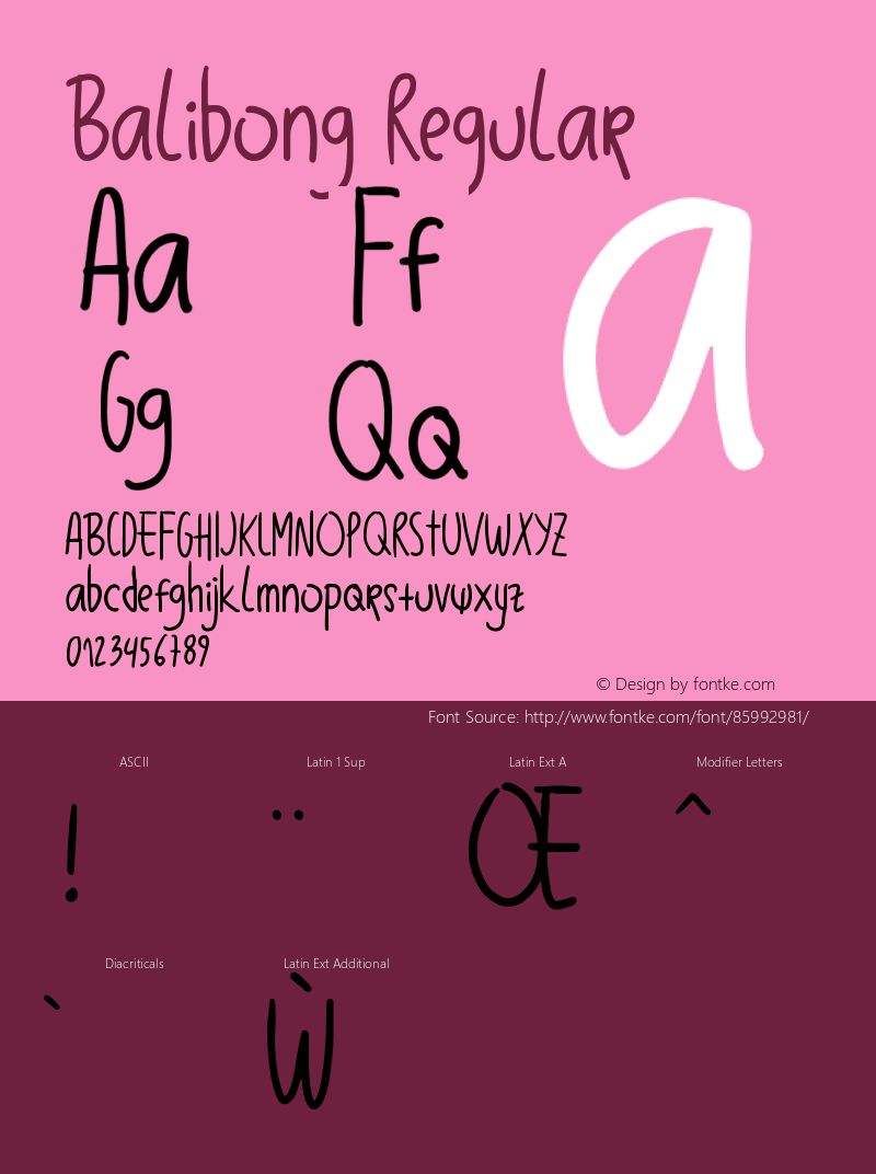 Balibong Regular Version 1.000;hotconv 1.0.109;makeotfexe 2.5.65596图片样张