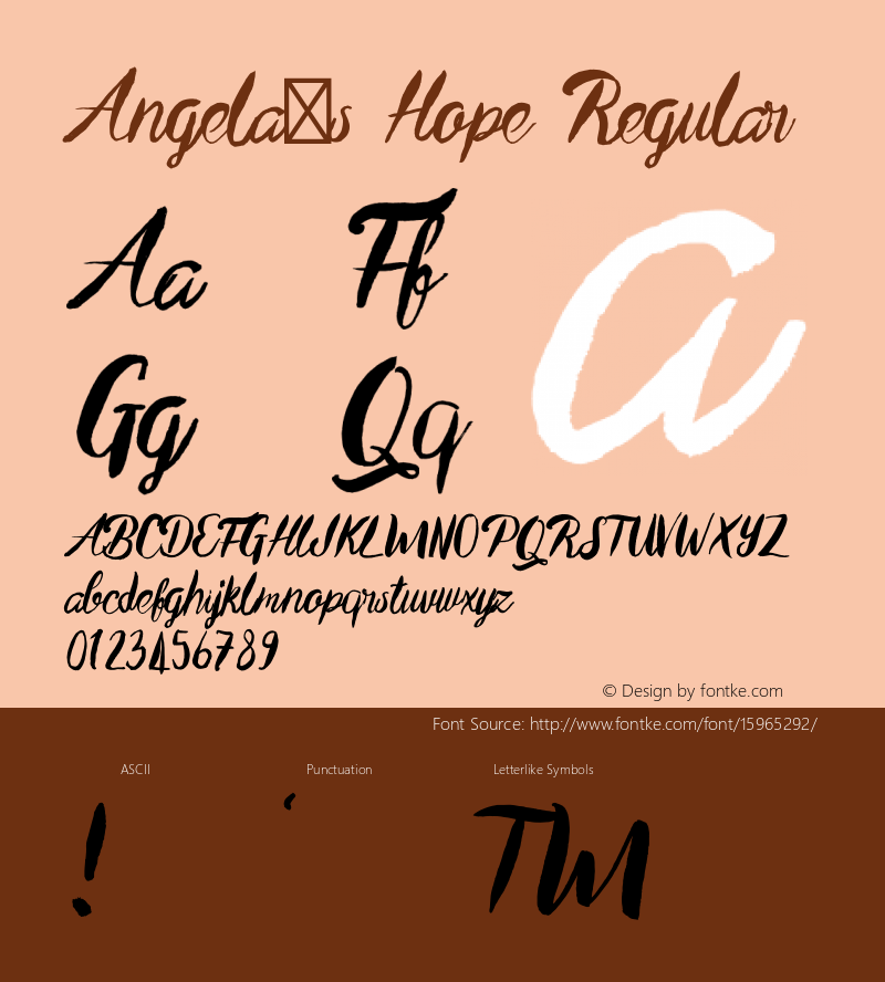 Angela's Hope Regular Version 1.000;PS 001.000;hotconv 1.0.70;makeotf.lib2.5.58329 DEVELOPMENT图片样张
