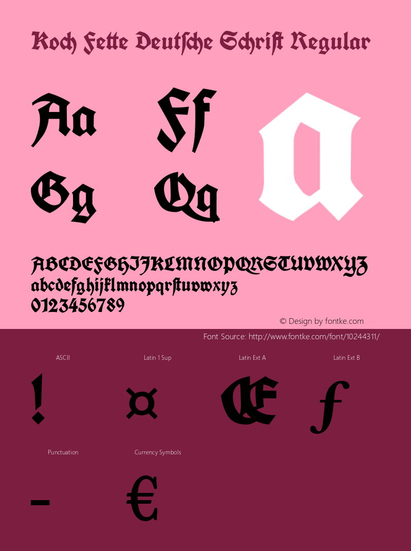 Koch Fette Deutsche Schrift Regular Version 1.000 2009 initial release图片样张