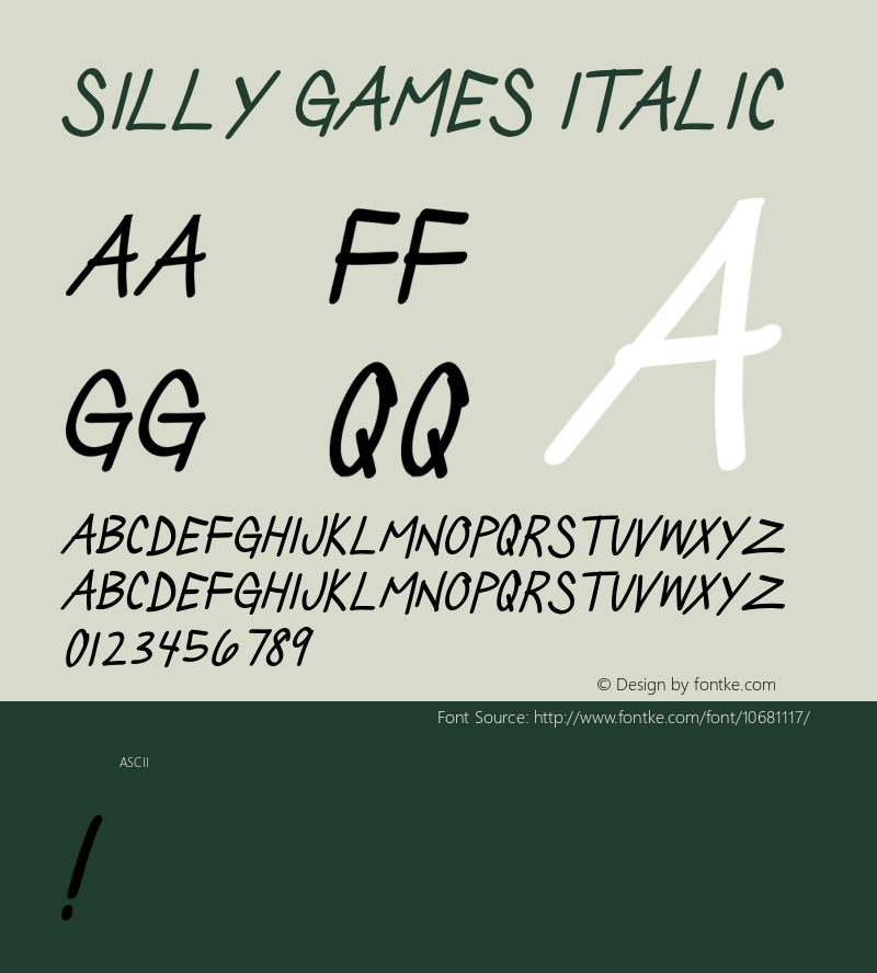 Silly Games Italic Version 1.000;PS 001.001;hotconv 1.0.56图片样张