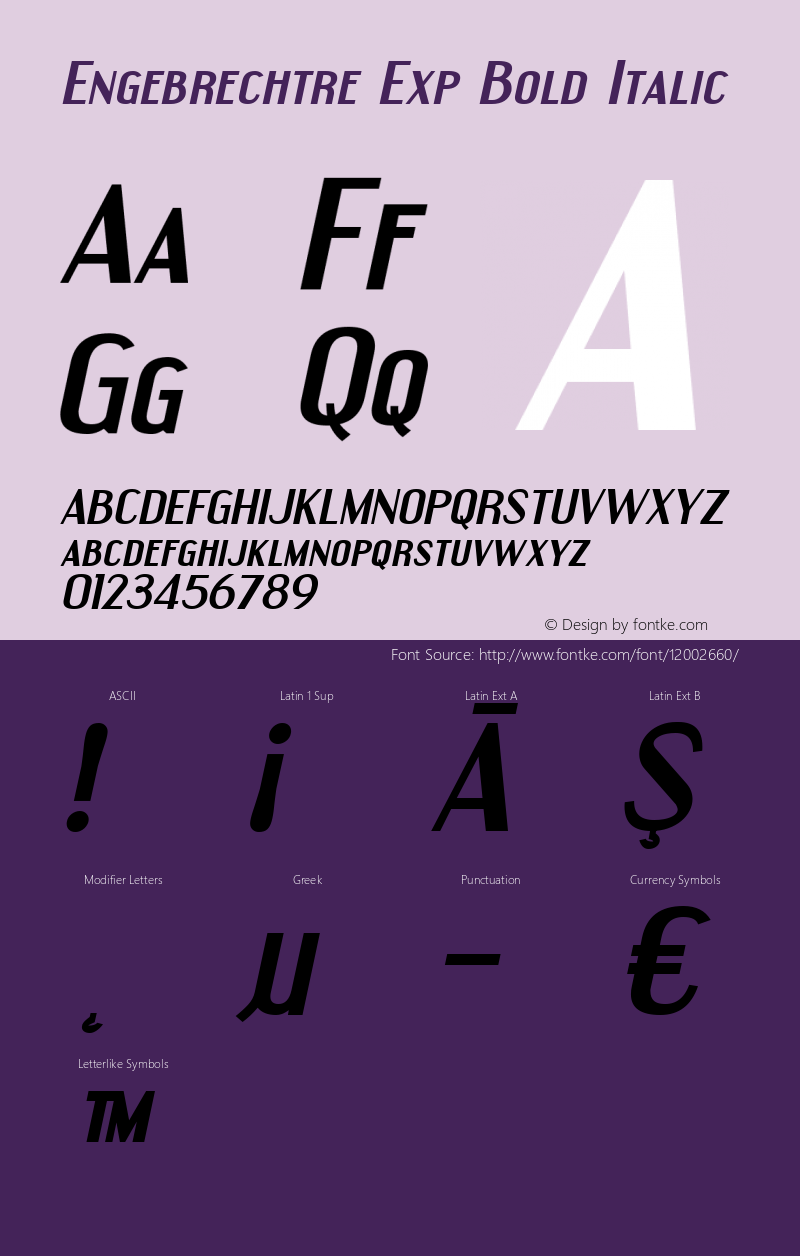 Engebrechtre Exp Bold Italic OTF 3.000;PS 001.001;Core 1.0.29图片样张