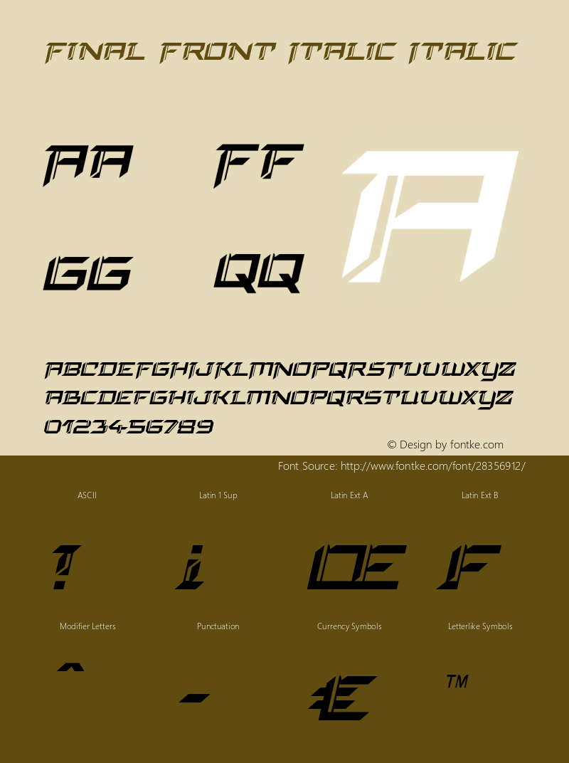 Final Front Italic Version 1.0; 2019图片样张