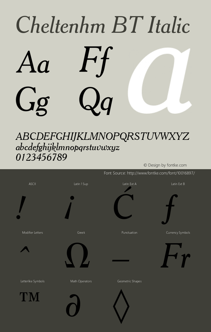 Cheltenhm BT Italic mfgpctt-v4.4 Nov 27 1998图片样张