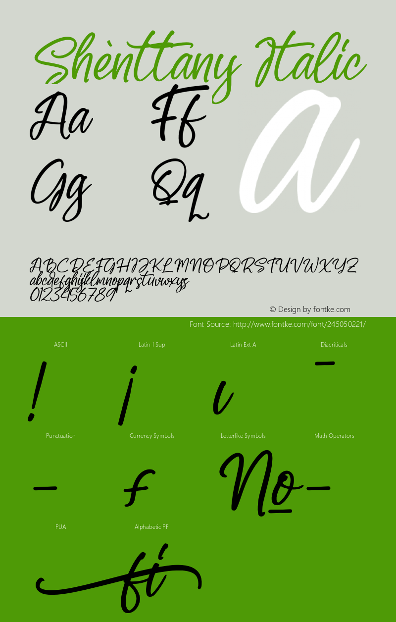 Shènttany Italic Version 1.00;May 6, 2023;FontCreator 13.0.0.2683 64-bit图片样张