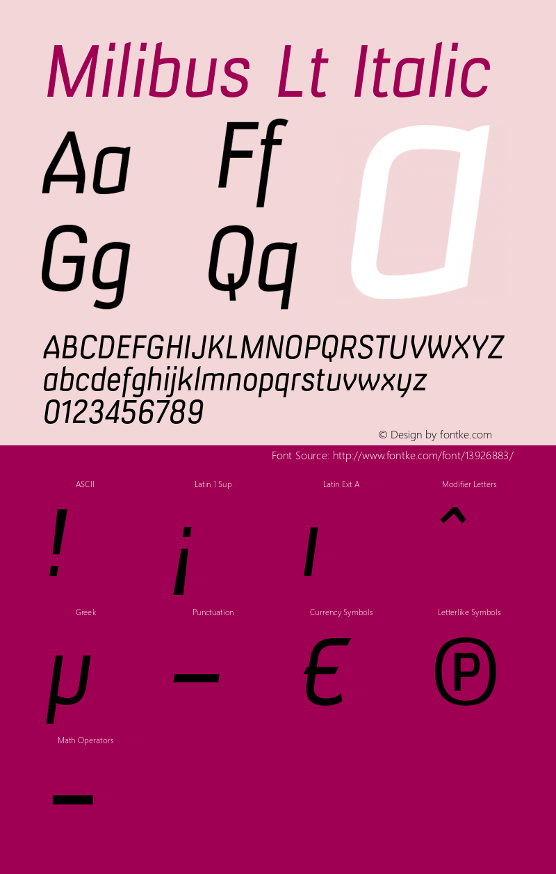 Milibus Lt Italic Version 001.000图片样张