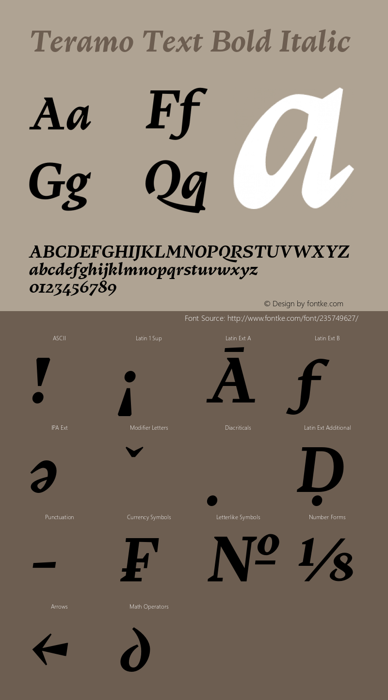 Teramo Text Bold Italic Version 1.100;FEAKit 1.0图片样张