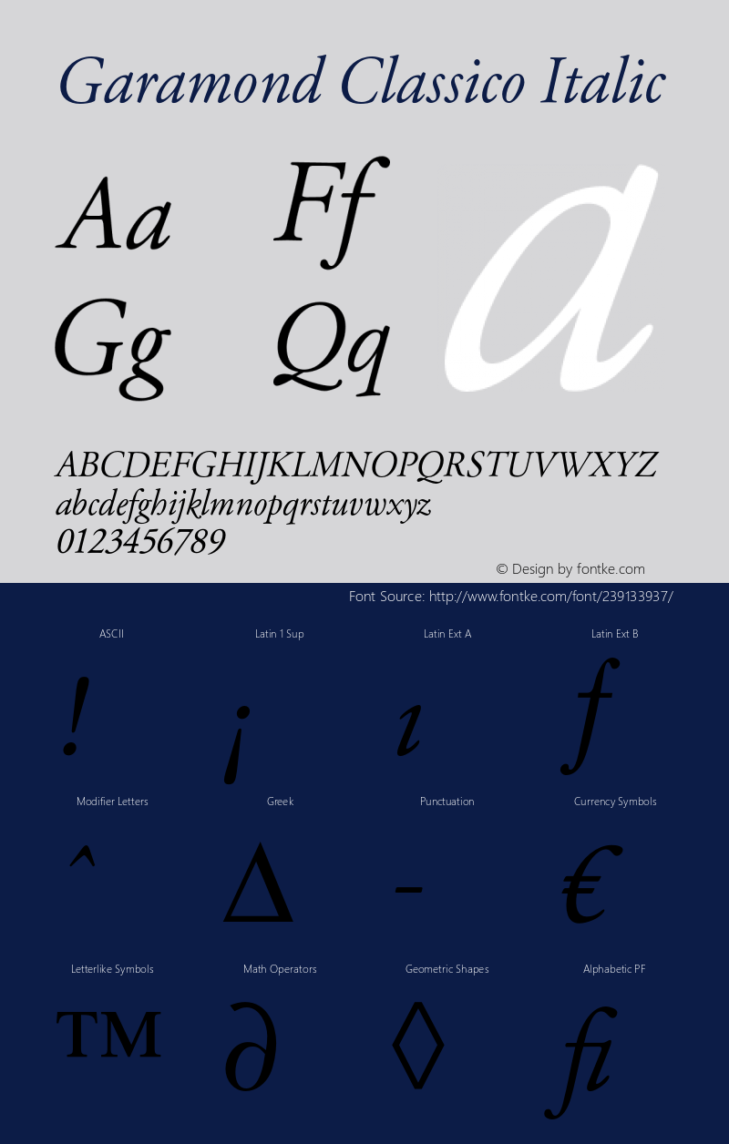 Garamond Classico Italic Version 1.10图片样张