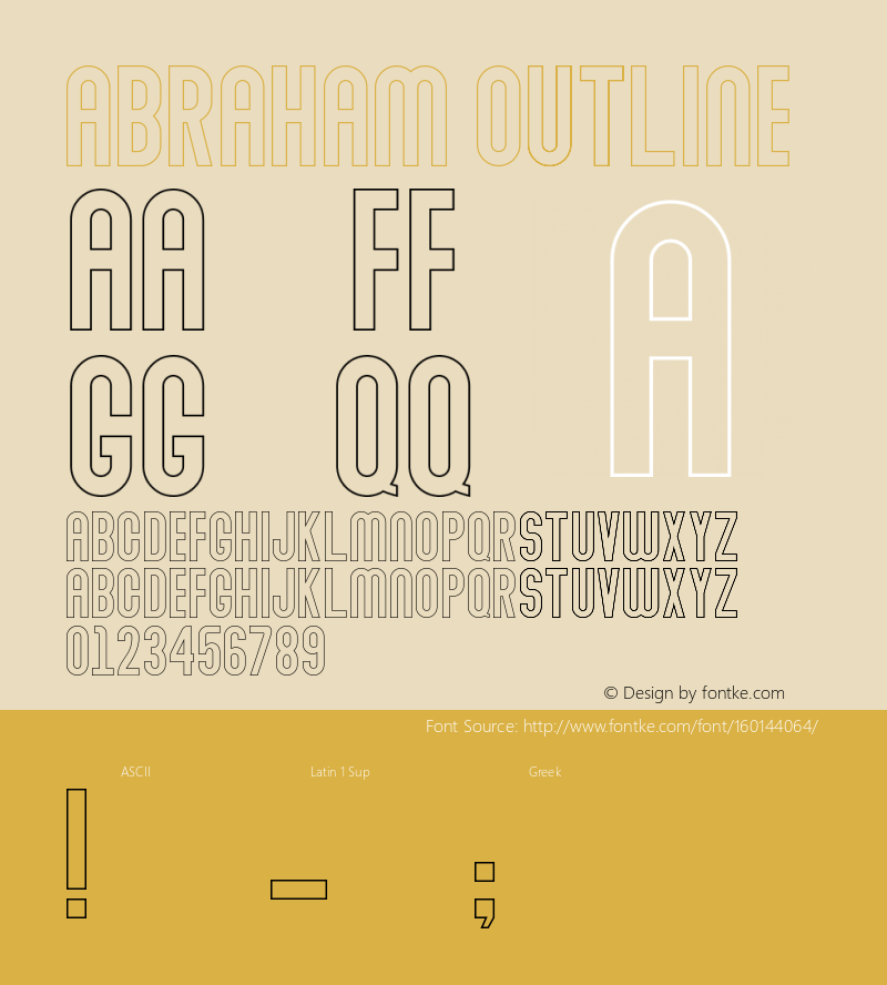 Abraham Outline Demo Outline Version 1.00;January 22, 2020;FontCreator 12.0.0.2535 64-bit图片样张