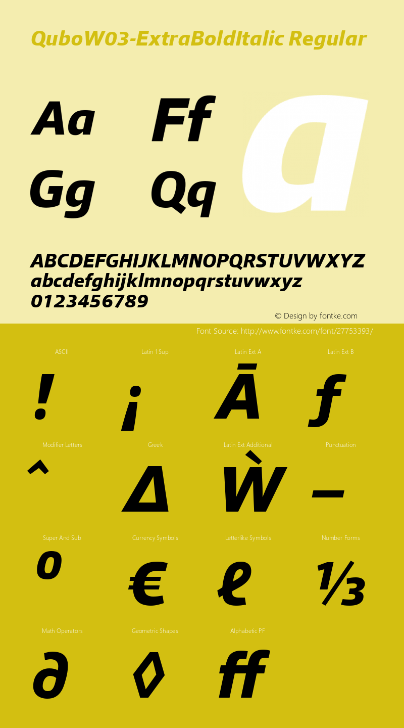 Qubo W03 ExtraBold Italic Version 1.00图片样张