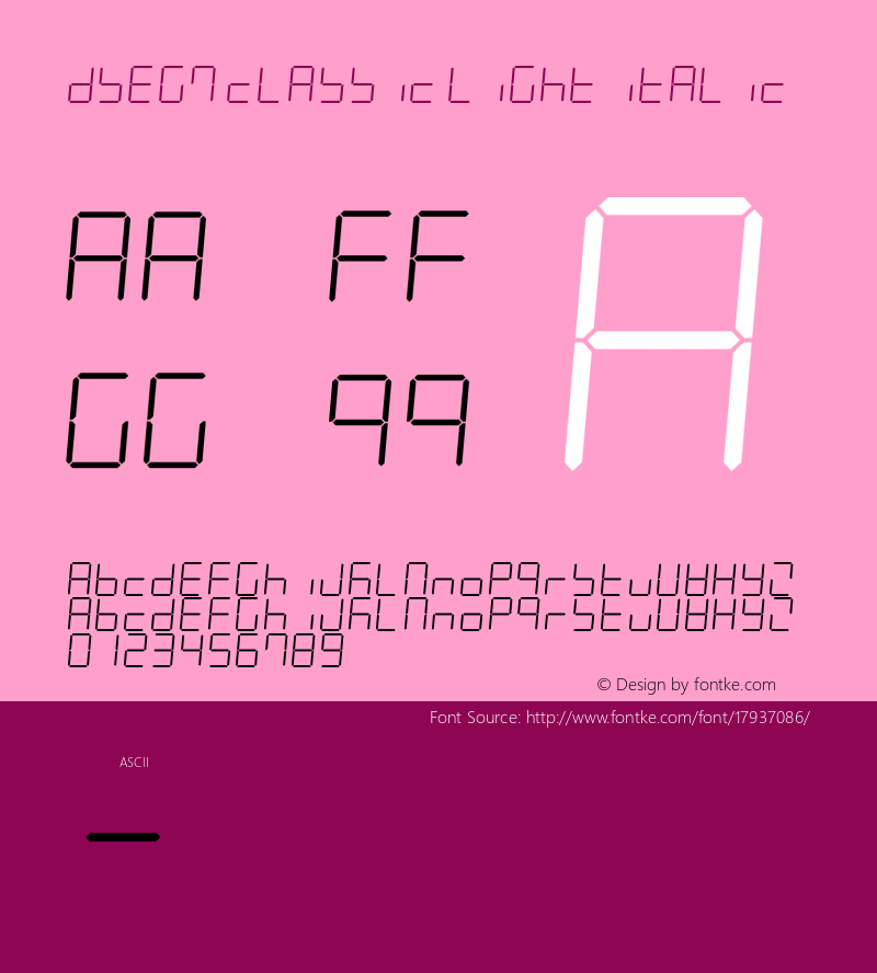 DSEG7 Classic Light Italic Version 0.2图片样张