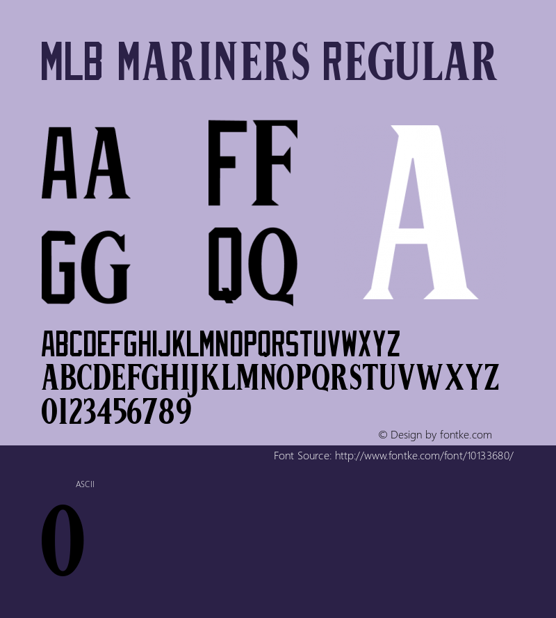 MLB Mariners Regular Macromedia Fontographer 4.1 9/29/04图片样张