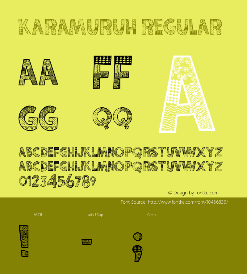 Karamuruh Regular Version 1.00 November 23, 2012, initial release图片样张