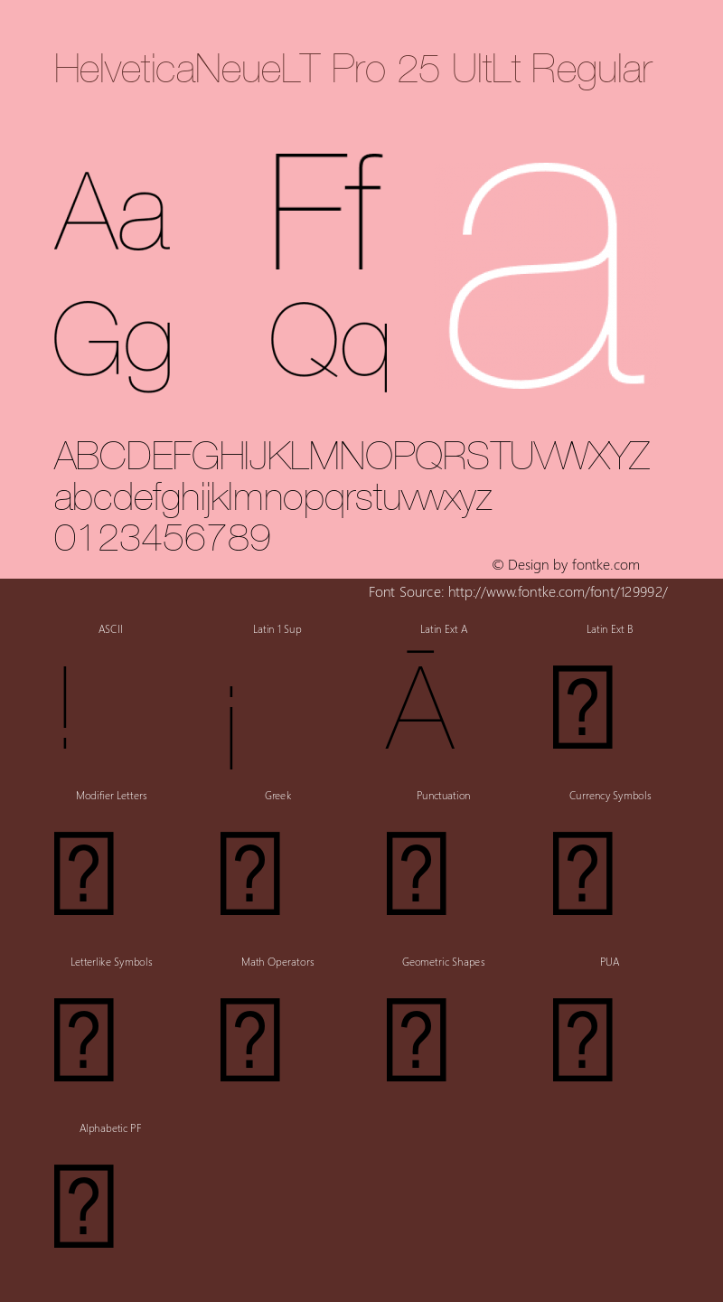 HelveticaNeueLT Pro 25 UltLt Regular Version 1.000;PS 001.000;Core 1.0.38图片样张
