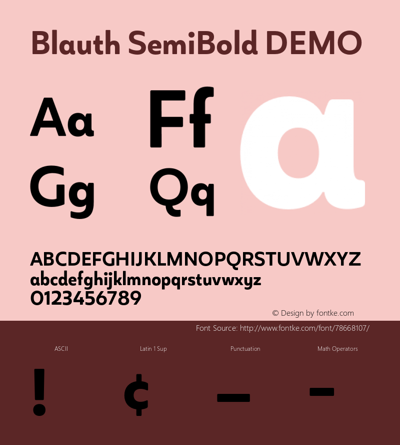 Blauth SemiBold DEMO Version 1.000;PS 001.000;hotconv 1.0.88;makeotf.lib2.5.64775图片样张