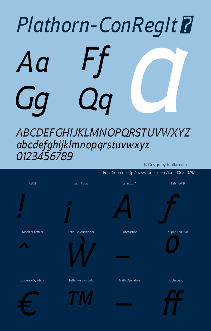 Plathorn-ConRegIt ☞ Version 1.000;com.myfonts.easy.insigne.plathorn.condensed-italic.wfkit2.version.4e38图片样张