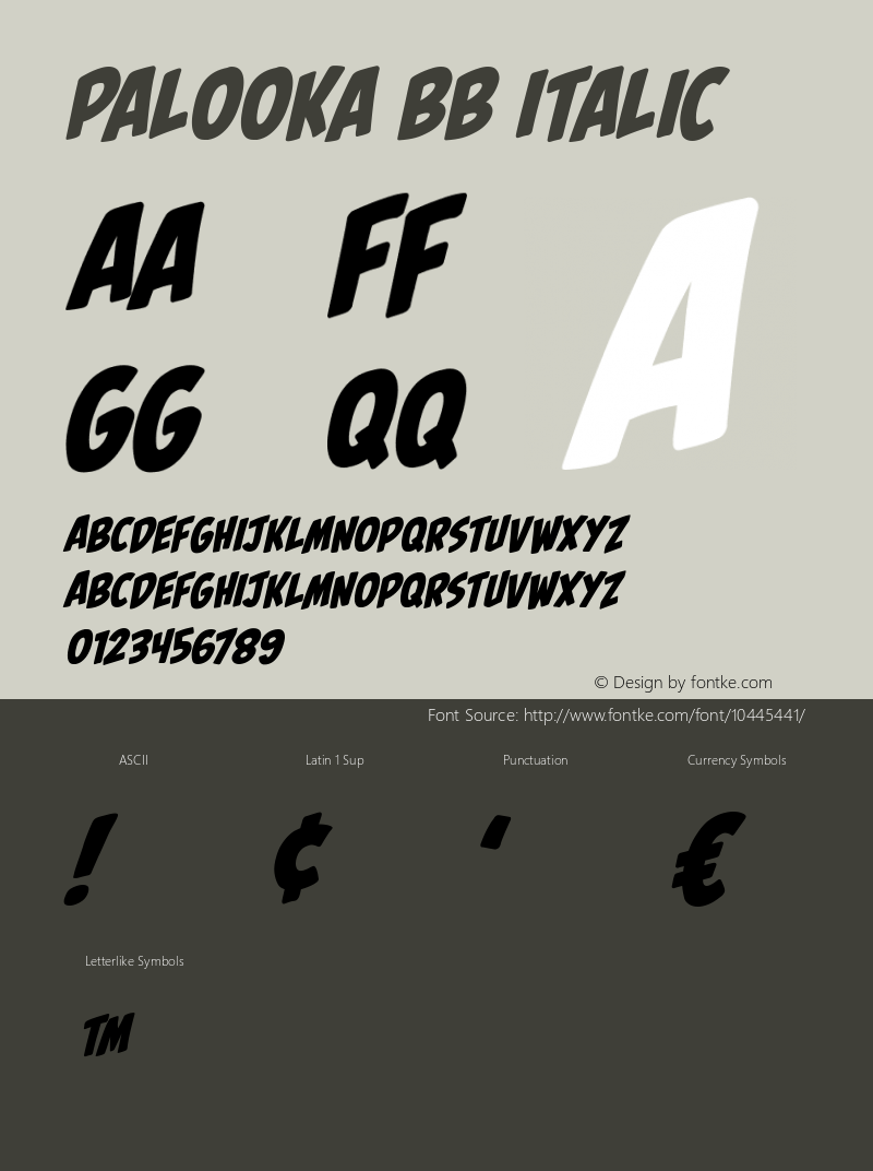 Palooka BB Italic Version 1.000图片样张