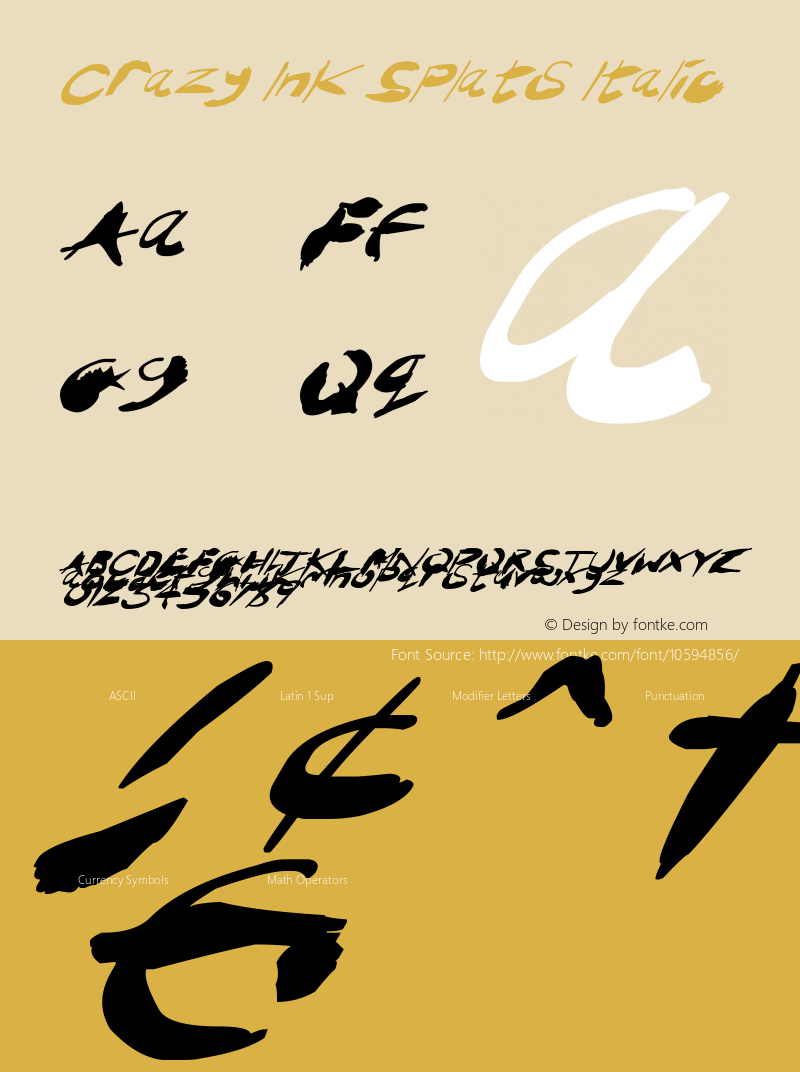 Crazy Ink Splats Italic Version 1.00 September 14, 2014, initial release图片样张