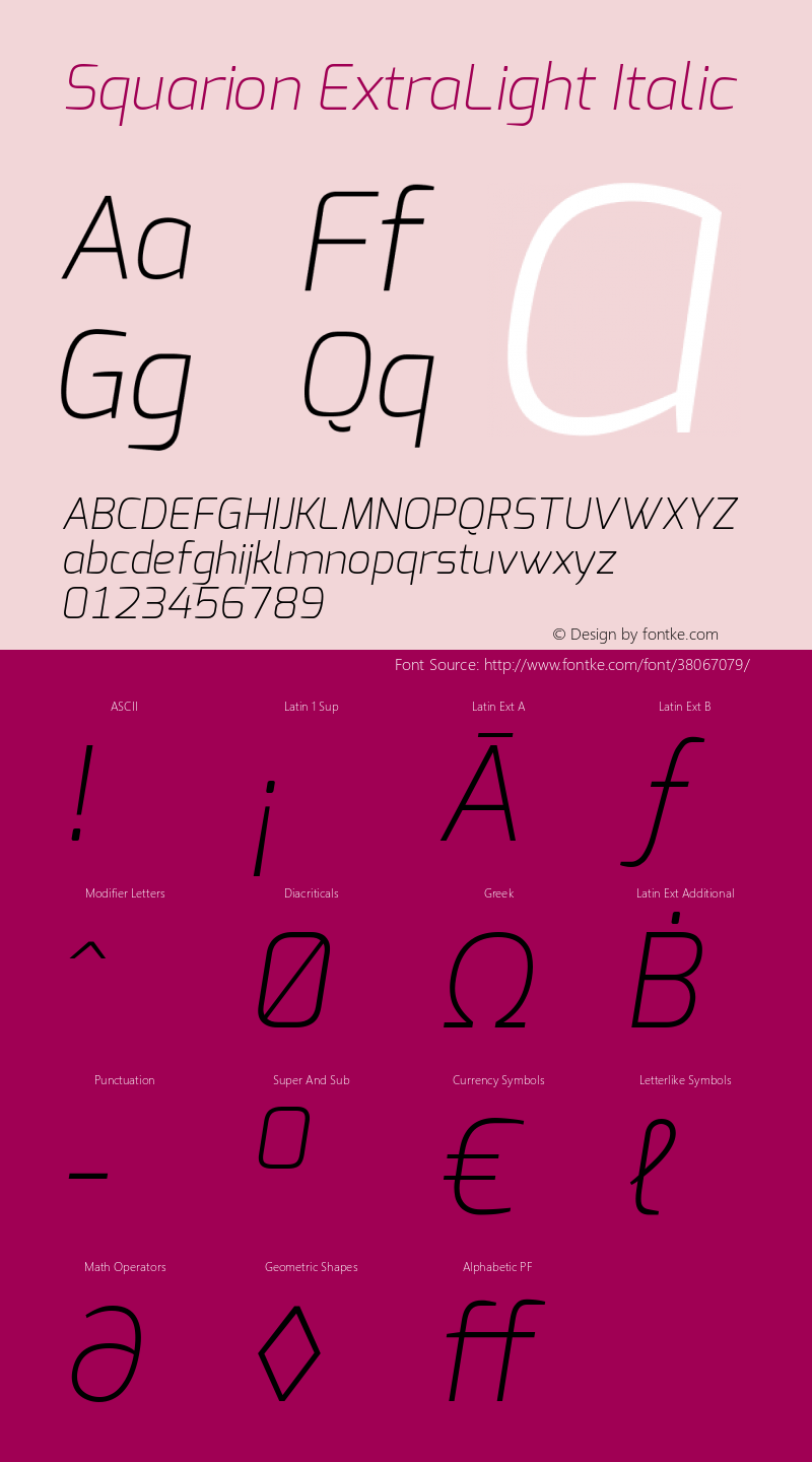 Squarion ExtraLight Italic Version 1.00;September 12, 2019;FontCreator 11.5.0.2425 64-bit; ttfautohint (v1.6)图片样张