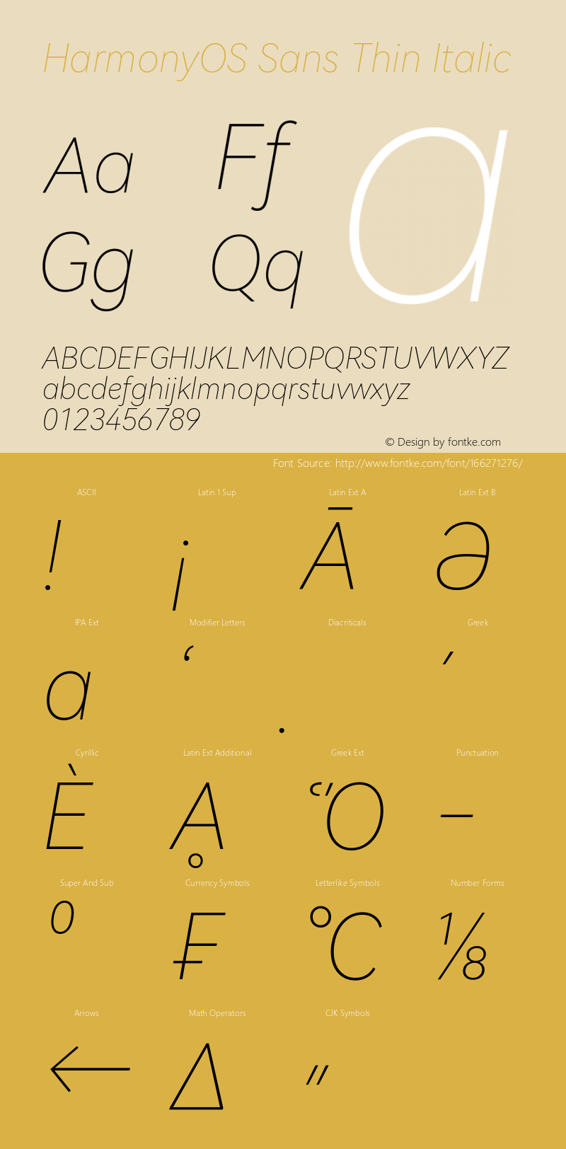 HarmonyOS Sans Thin Italic Version 1.0图片样张