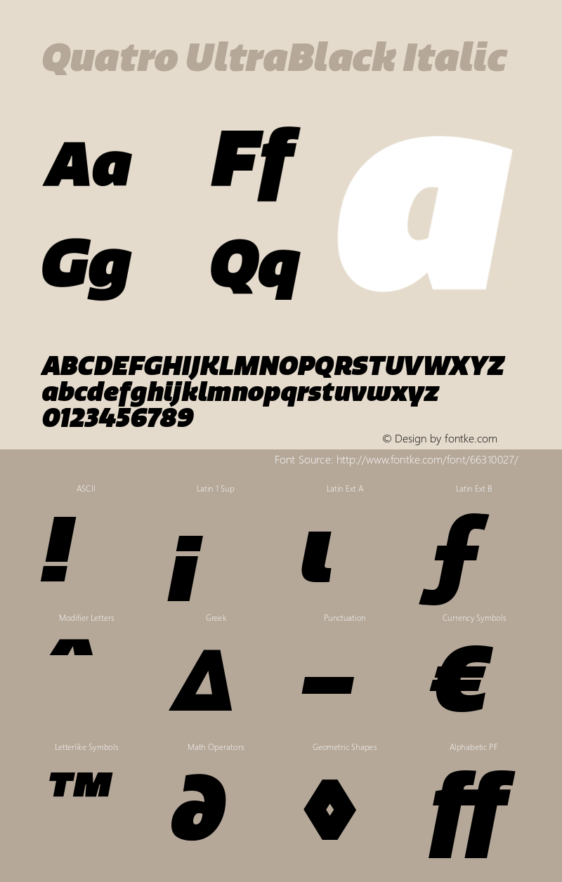 Quatro-UltraBlackItalic Version 1.30图片样张