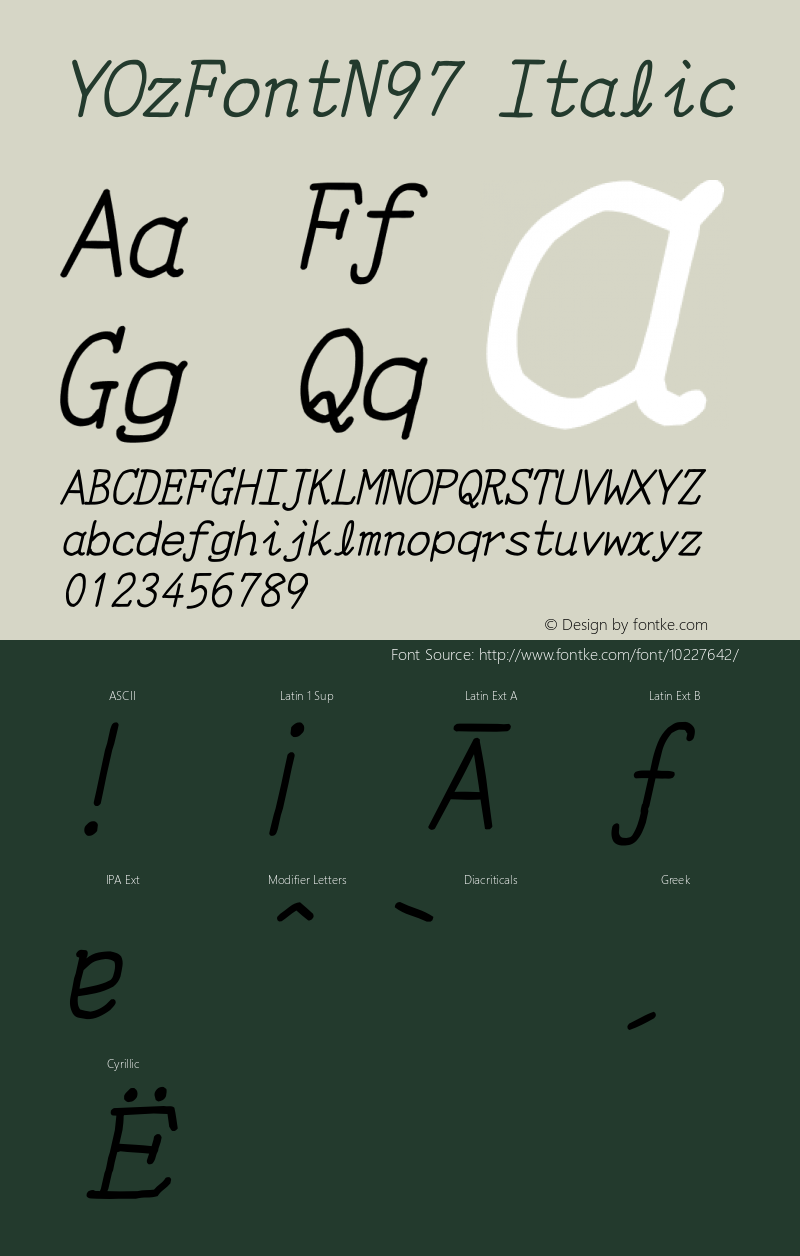 YOzFontN97 Italic Version 12.12图片样张