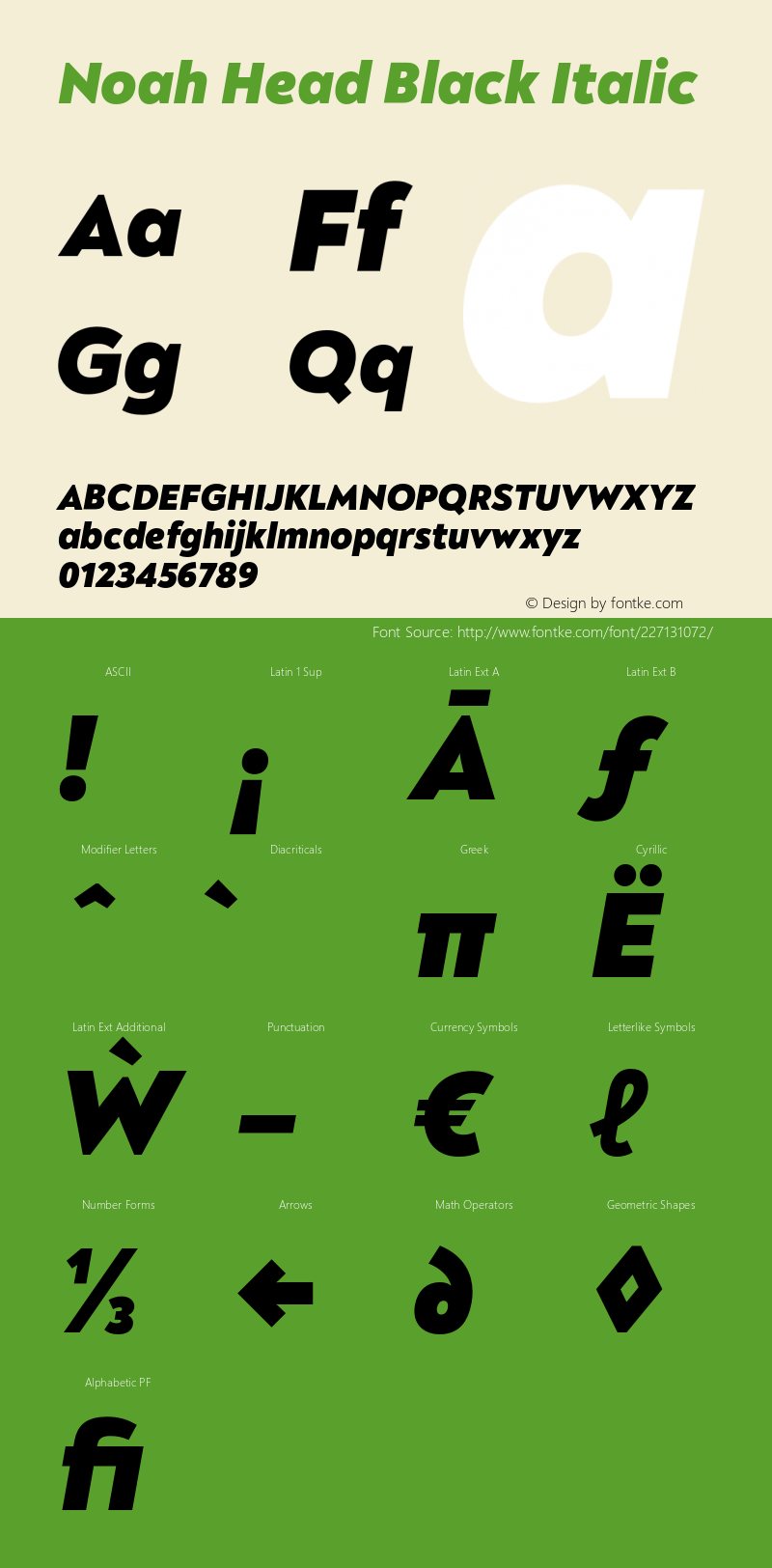 Noah Head Black Italic Version 1.000;PS 001.000;hotconv 1.0.88;makeotf.lib2.5.64775图片样张