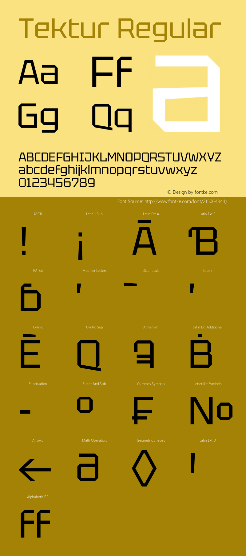 Tektur Regular Version 1.004; ttfautohint (v1.8.3)图片样张