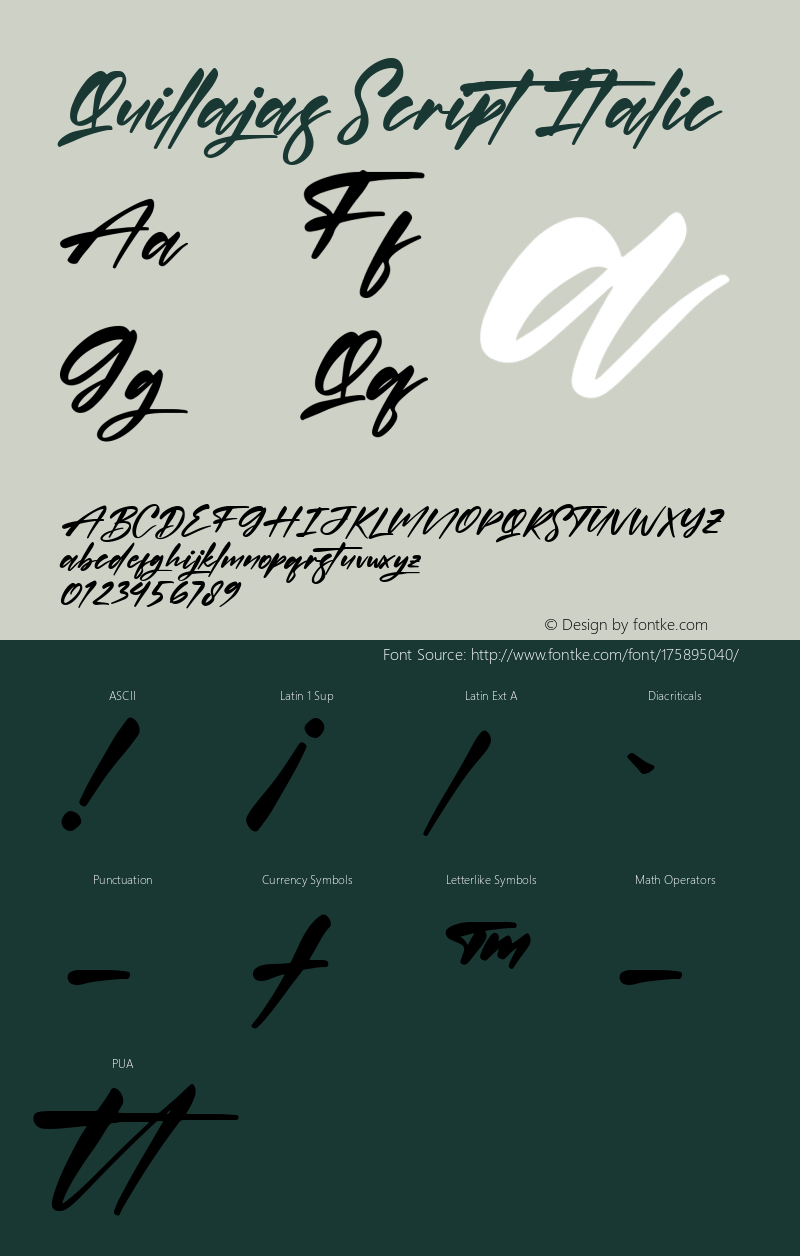 Quillajas Script Italic Version 1.00;August 27, 2021;FontCreator 13.0.0.2683 64-bit图片样张