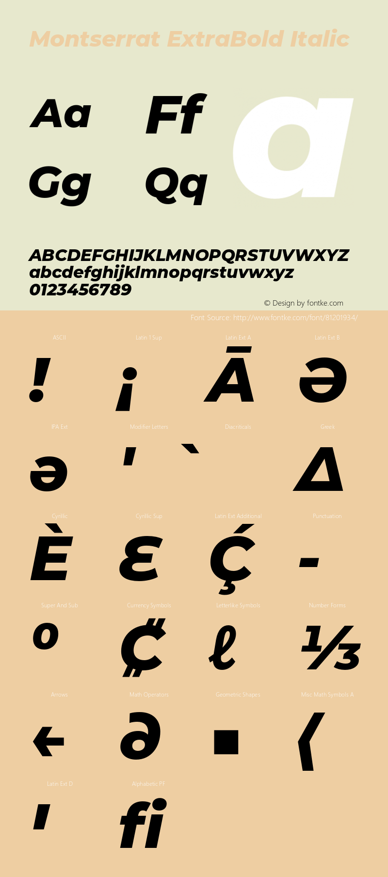 Montserrat ExtraBold Italic Version 7.200;PS 007.200;hotconv 1.0.88;makeotf.lib2.5.64775图片样张