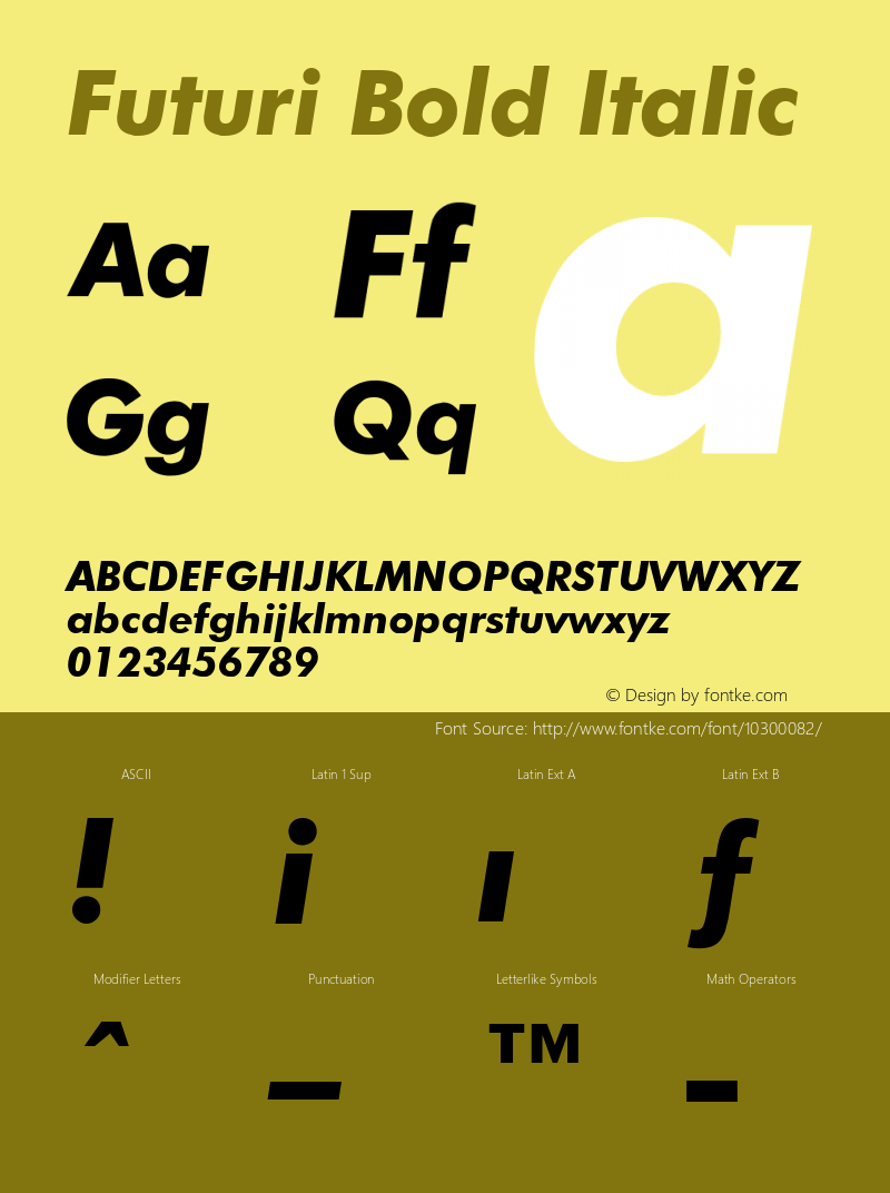 Futuri Bold Italic Rev. 002.001图片样张