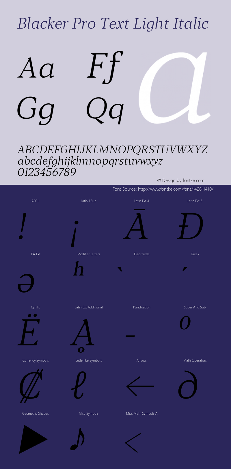 Blacker Pro Text Light Italic Version 1.000图片样张