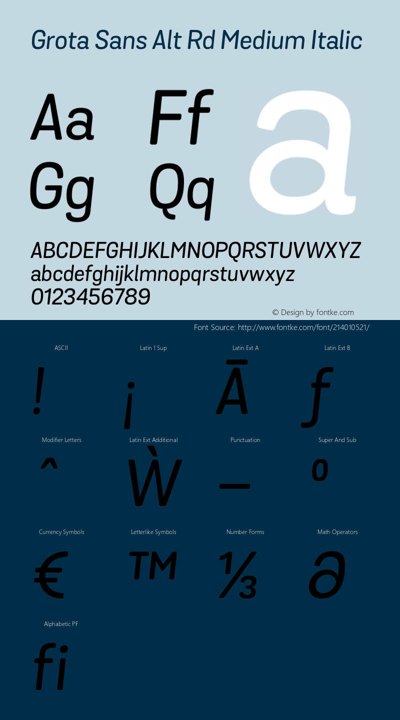 Grota Sans Alt Rd Md It Version 1.00图片样张