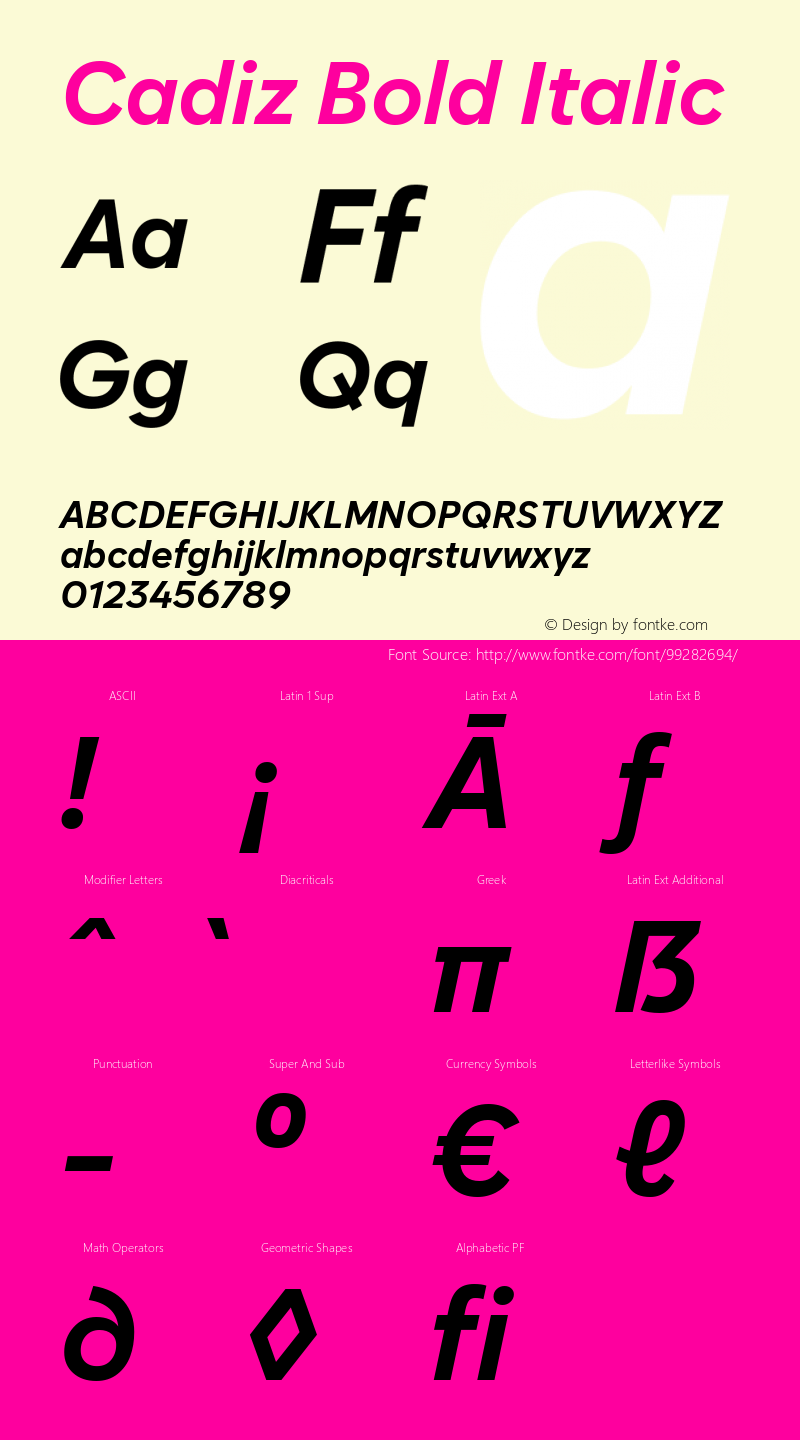 Cadiz Bold Italic 1.000图片样张