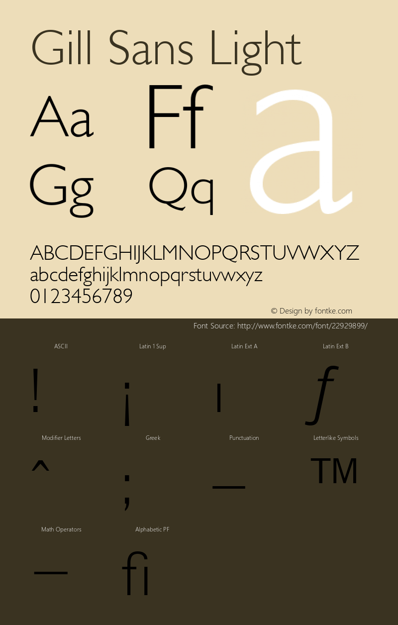 Gill Sans Light Version 001.000图片样张