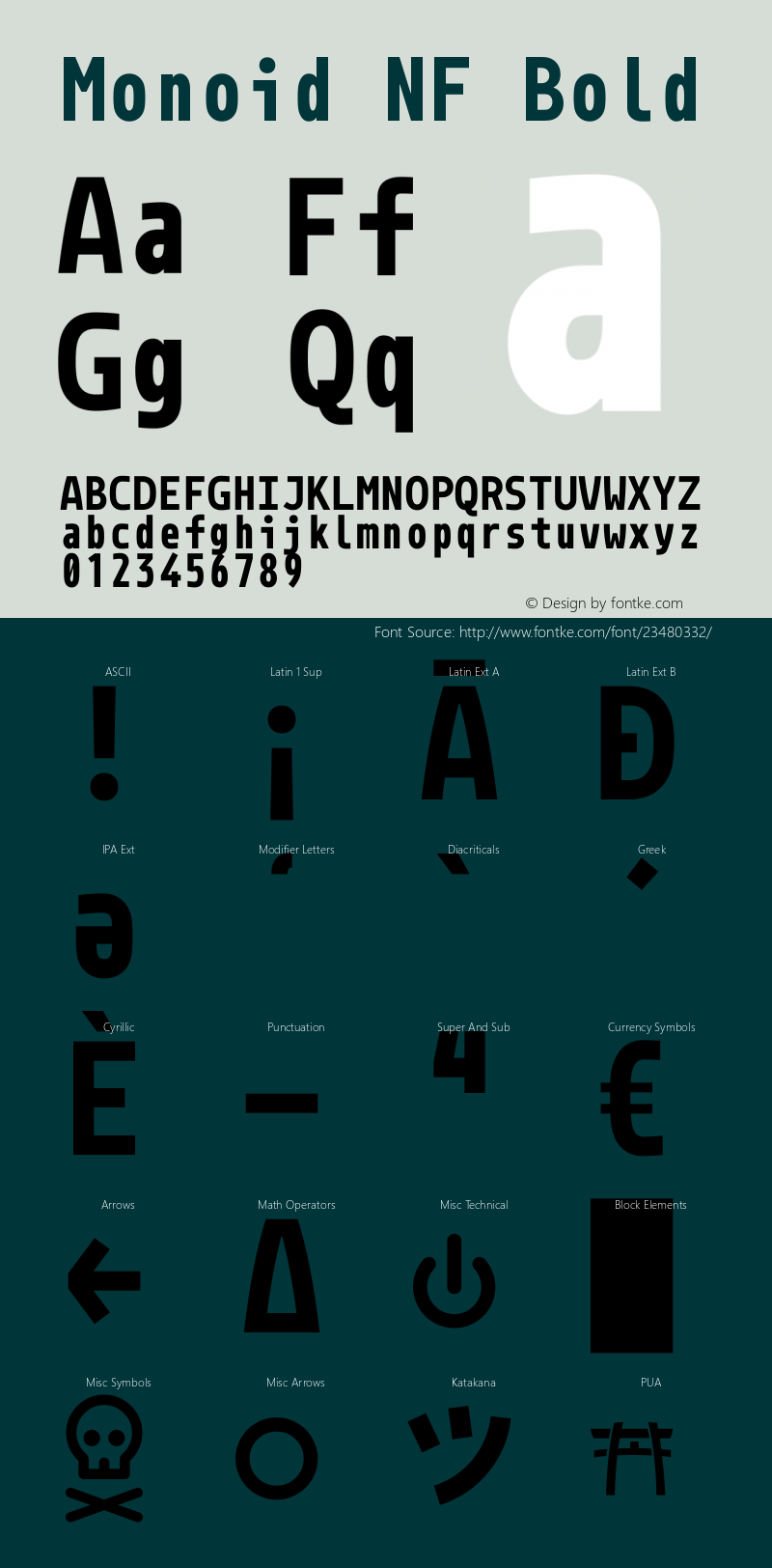 Monoid Bold Nerd Font Complete Mono Windows Compatible Version 0.61;Nerd Fonts 1.1.图片样张