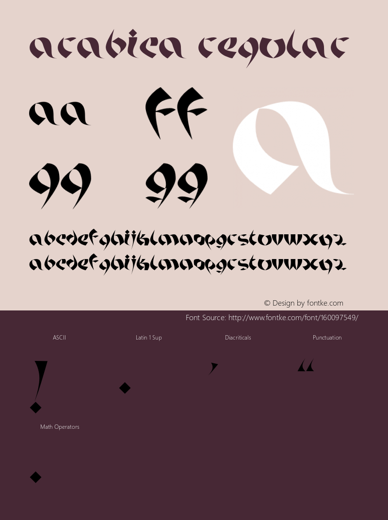 Arabica Version 1.00;September 10, 2019;FontCreator 12.0.0.2546 64-bit图片样张