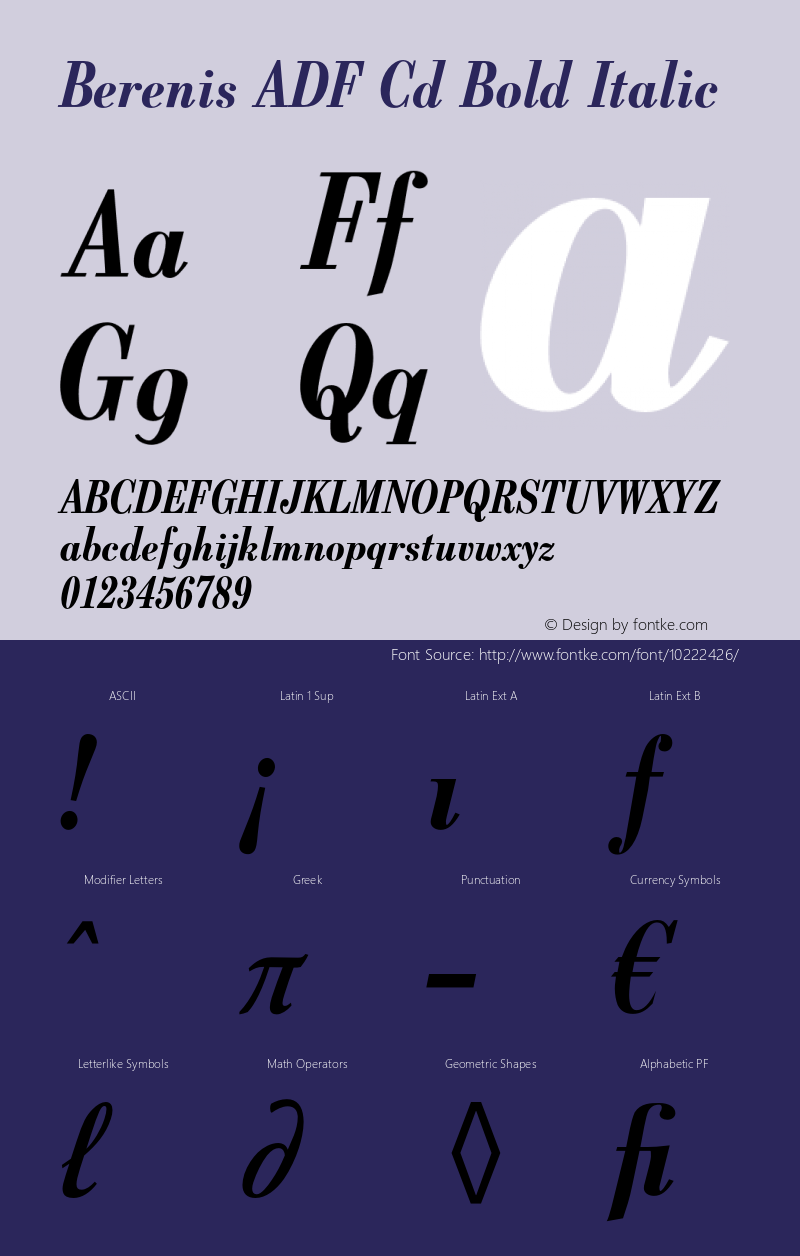 Berenis ADF Cd Bold Italic Version 1.001;PS 1.008;Core 1.0.38;makeotf.lib1.6.5960图片样张