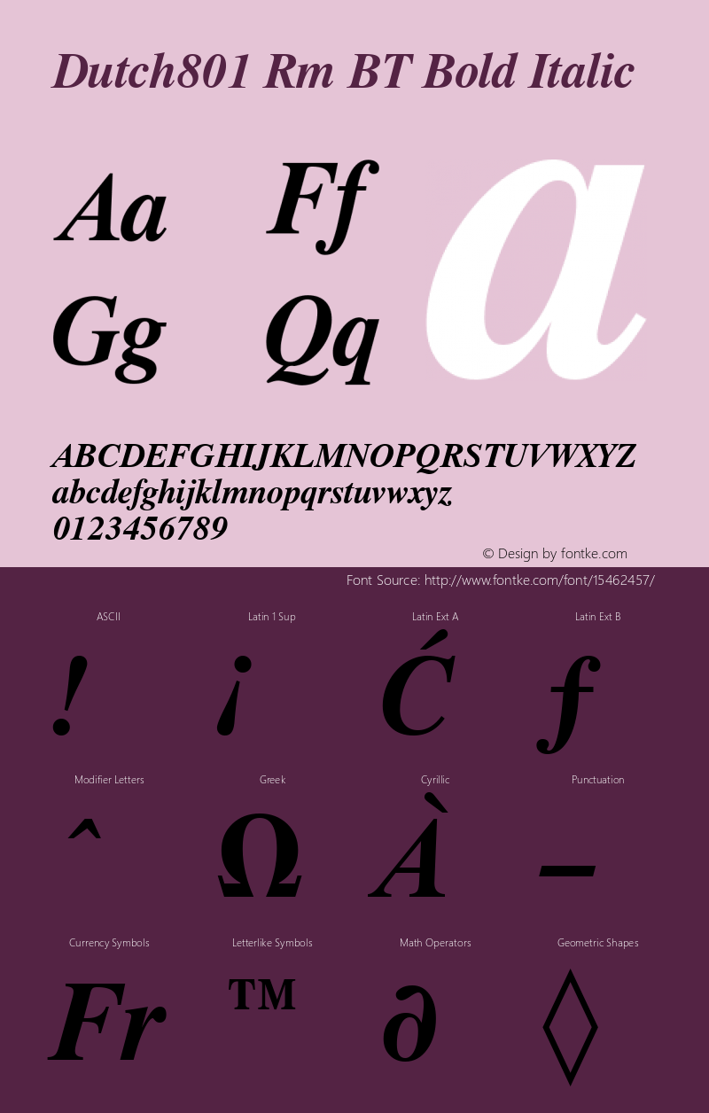 Dutch801 Rm BT Bold Italic mfgpctt-v1.50 Thursday, December 24, 1992 10:40:08 am (EST)图片样张