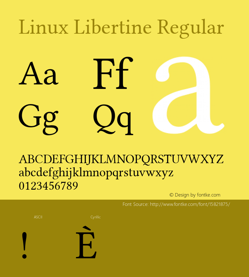 Linux Libertine Regular Version 5.1.3 ; ttfautohint (v1.4.1)图片样张