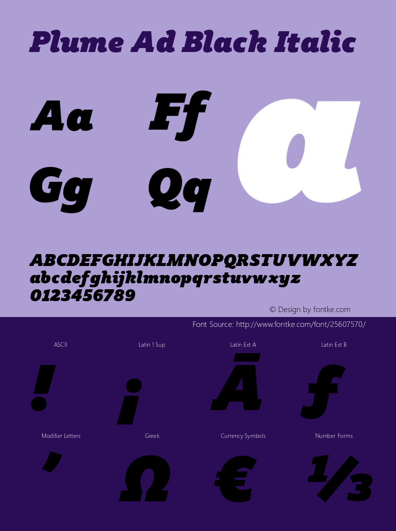 Plume Ad Black Italic Version 1.010图片样张